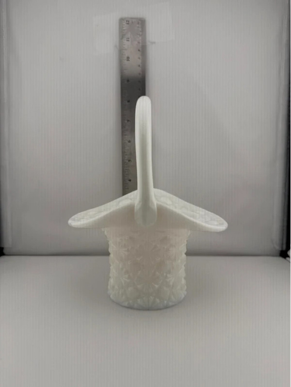 Vintage Milk Glass Diamond Basket 365nm Green UV Reactive